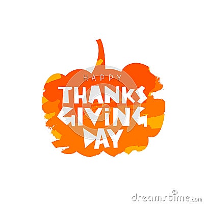 Thanksgiving. Orange pumpkin. Lettering Vector Illustration