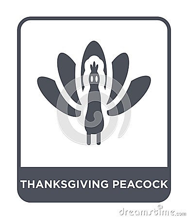 thanksgiving peacock icon in trendy design style. thanksgiving peacock icon isolated on white background. thanksgiving peacock Vector Illustration