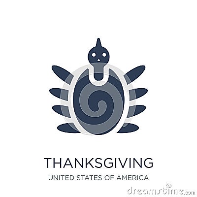 Thanksgiving peacock icon. Trendy flat vector Thanksgiving peacock icon on white background from United States of America collect Vector Illustration