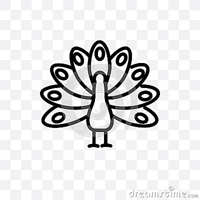 Thanksgiving peacock vector linear icon isolated on transparent background, Thanksgiving peacock transparency concept can be used Vector Illustration