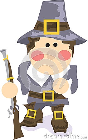 Thanksgiving Pilgrim Vector Illustration