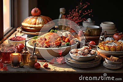 Thanksgiving potluck invitation design with a Stock Photo