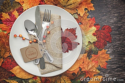 Thanksgiving Table Setting Stock Photo