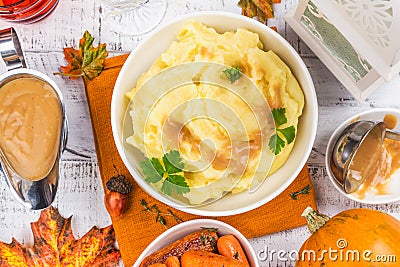 Thanksgiving table with side dishes Stock Photo