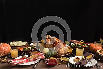 Thanksgiving Turkey Dinner with All the Sides Stock Photo