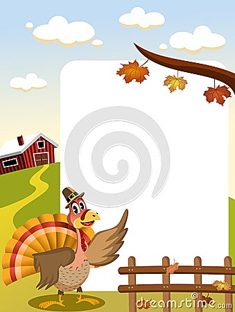 Thanksgiving Turkey Frame Vector Illustration