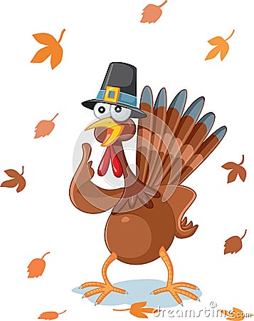 Thanksgiving Turkey Funny Vector Cartoon Vector Illustration