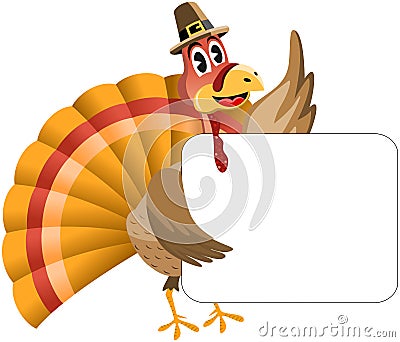 Thanksgiving Turkey Holding Banner Stock Photo