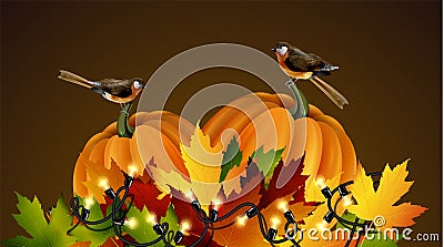 Thanksgiving vector autumn composition Vector Illustration