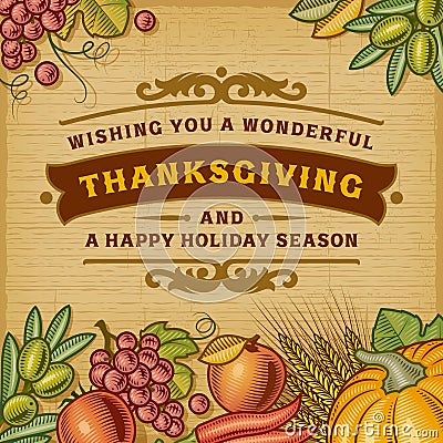 Thanksgiving Vintage Card Vector Illustration