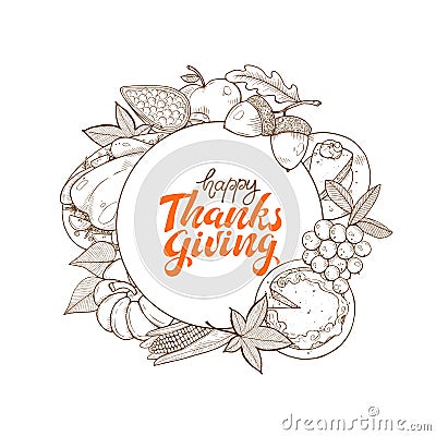 Thanksgiving vintage poster vector Vector Illustration