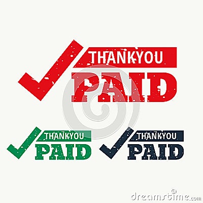 Thankyou and paid stamp vector Vector Illustration