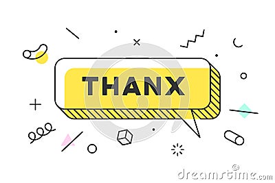 Thanx or Thank You. Banner, speech bubble, poster concept Vector Illustration