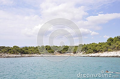 Thassos, August 21st: Beach of Thassos island in Greece Editorial Stock Photo