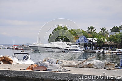 Thassos, August 21st: Boats in the Limenas Port from Thassos island in Greece Editorial Stock Photo