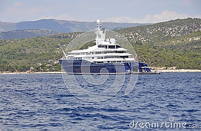 Thassos, August 21st: Cruise Ship on the Aegean Sea near Thassos island in Greece Editorial Stock Photo