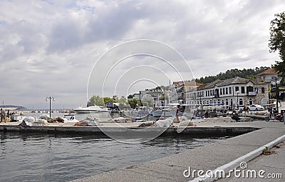 Thassos,August 21st: Port of Limenas from Thassos island in Greece Editorial Stock Photo