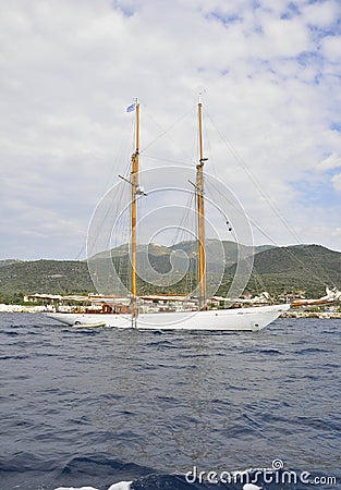 Thassos, August 21st: Sailing Boat on the Aegean Sea near Thassos island in Greece Editorial Stock Photo