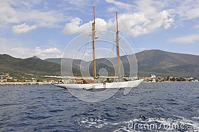 Thassos, August 21st: Sailing Boat on the Aegean Sea near Thassos island in Greece Editorial Stock Photo