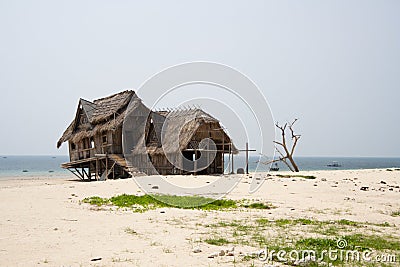 Thatched beach hut Stock Photo