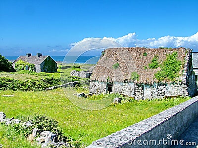 Thatched Cottage on Inis Mor Stock Photo