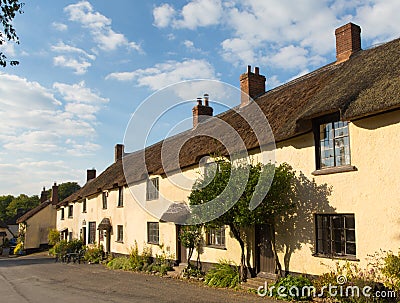 Thatched cottages in Broadhembury village East Devon England uk in the Blackdown Hills Stock Photo