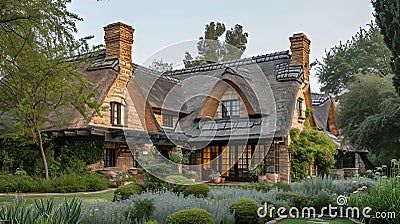 Thatched Country Home Ambiance Stock Photo