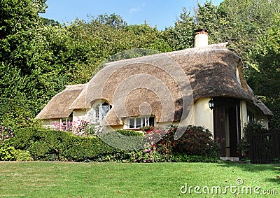 Thatched English Cottage Stock Photo