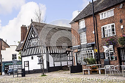 Thatched pub in the market town of Sandbach England Editorial Stock Photo