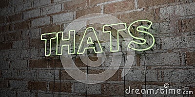 THATS - Glowing Neon Sign on stonework wall - 3D rendered royalty free stock illustration Cartoon Illustration