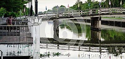 Thawi Watthana canal and bridge Editorial Stock Photo