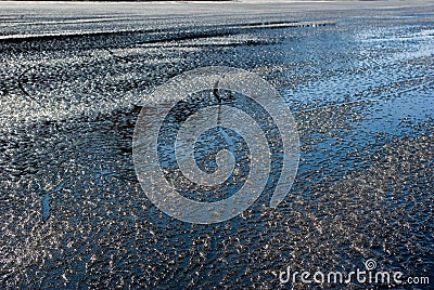 Thawing ice on water surface Stock Photo