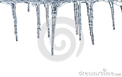 Thawing icicles Stock Photo