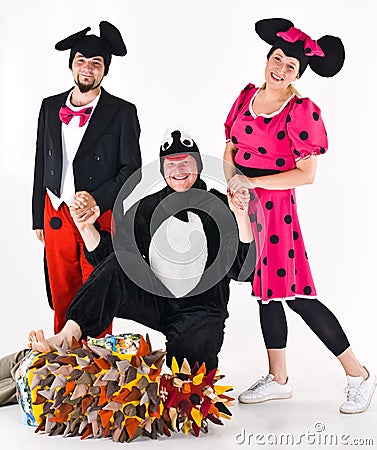 Theater Characters in Costumes Stock Photo