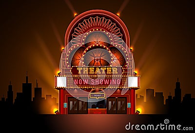 Theater cinema building high detail Vector Illustration