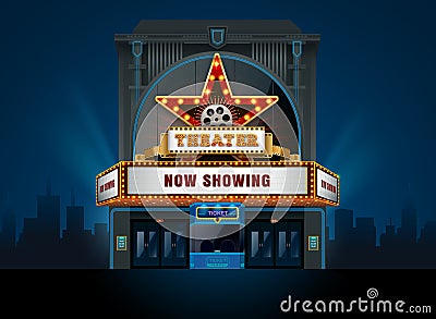 Theater cinema building Vector Illustration