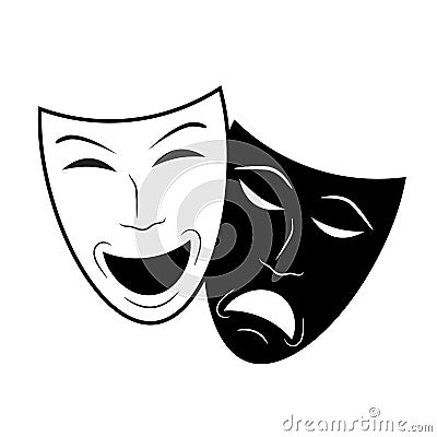 Theater icon with happy and sad masks, stock vector illustration Vector Illustration