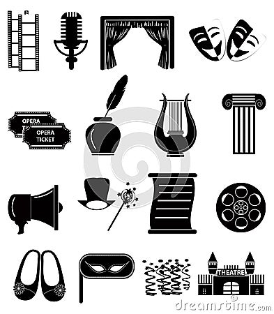 Theater icons set Vector Illustration