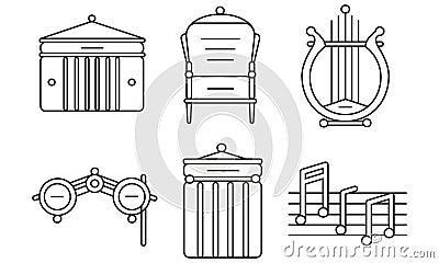 Theater icons set. Flat icons of art and culture Vector Illustration