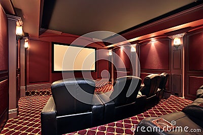 Theater in luxury home Stock Photo