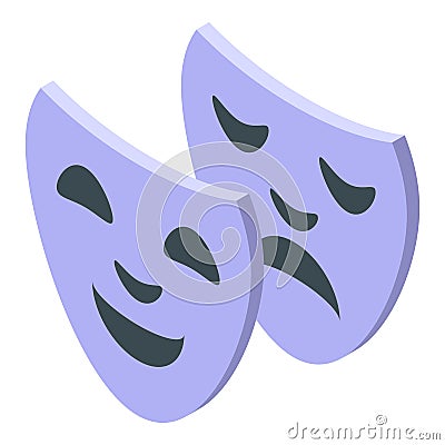 Theater mask icon isometric vector. Comedy drama Vector Illustration