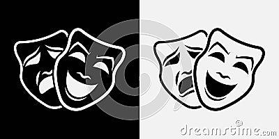 Theater masks. Vector illustration. icon Cartoon Illustration