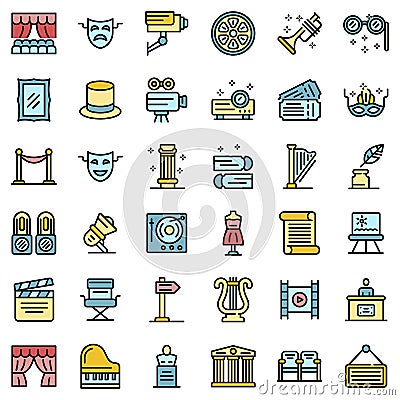 Theater museum icons set vector flat Vector Illustration