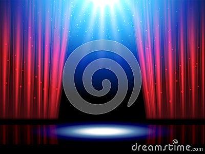 Theater scene with lights or theatre stage Vector Illustration