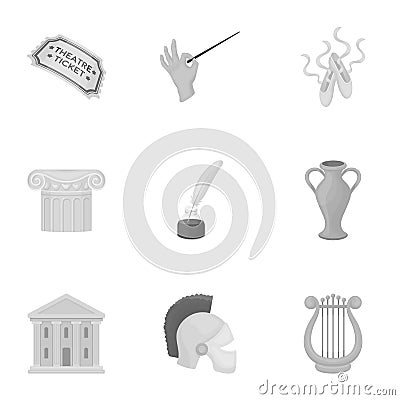 Theater set icons in monochrome style. Big collection of theater vector symbol Vector Illustration