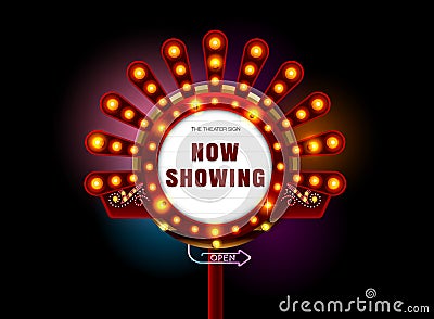 Theater sign and neon light Vector Illustration