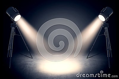 Theater spot lights in empty studio Stock Photo