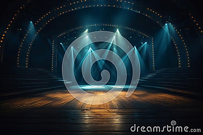 Theater stage light background with spotlight illuminated the stage for ballet performance. Stage lighting. Empty stage with light Stock Photo