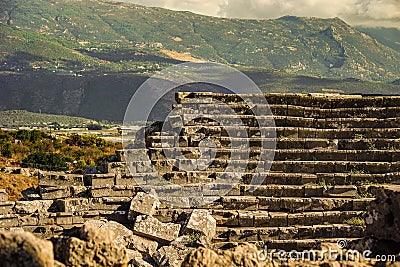 Theater view of ancient city of Xanthos - Letoon Xantos, Xhantos, Xanths in Kas, Antalya, Turkey Stock Photo