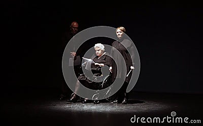 Theatre actors in a dark scenario Editorial Stock Photo